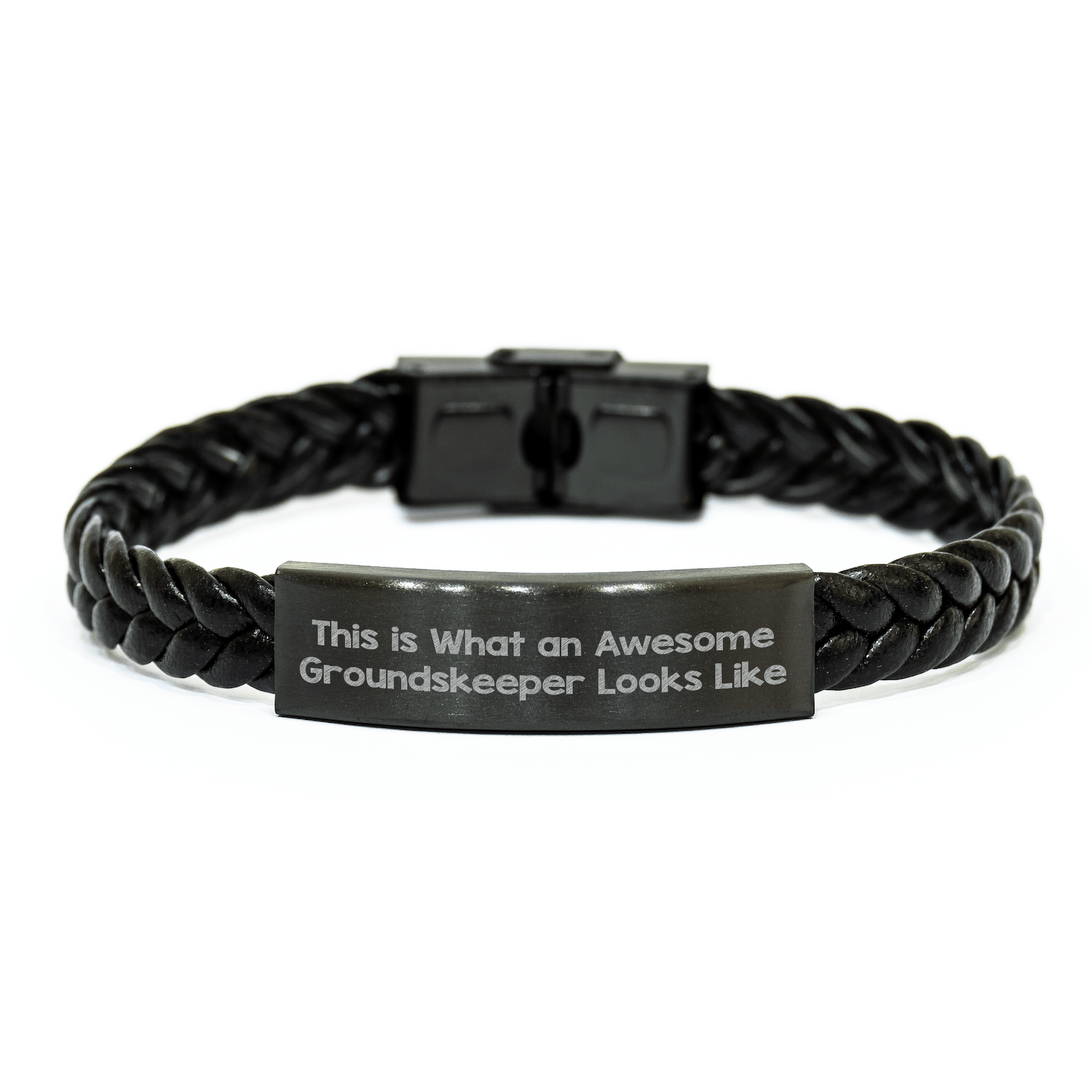 Funny groundskeeper Gifts, Interlaced Leather Bracelet for Men, 'This Is What An Awesome groundskeeper Looks Like' Quote, Father's Day Unique Gifts from Friends or Family - The Buy Boom