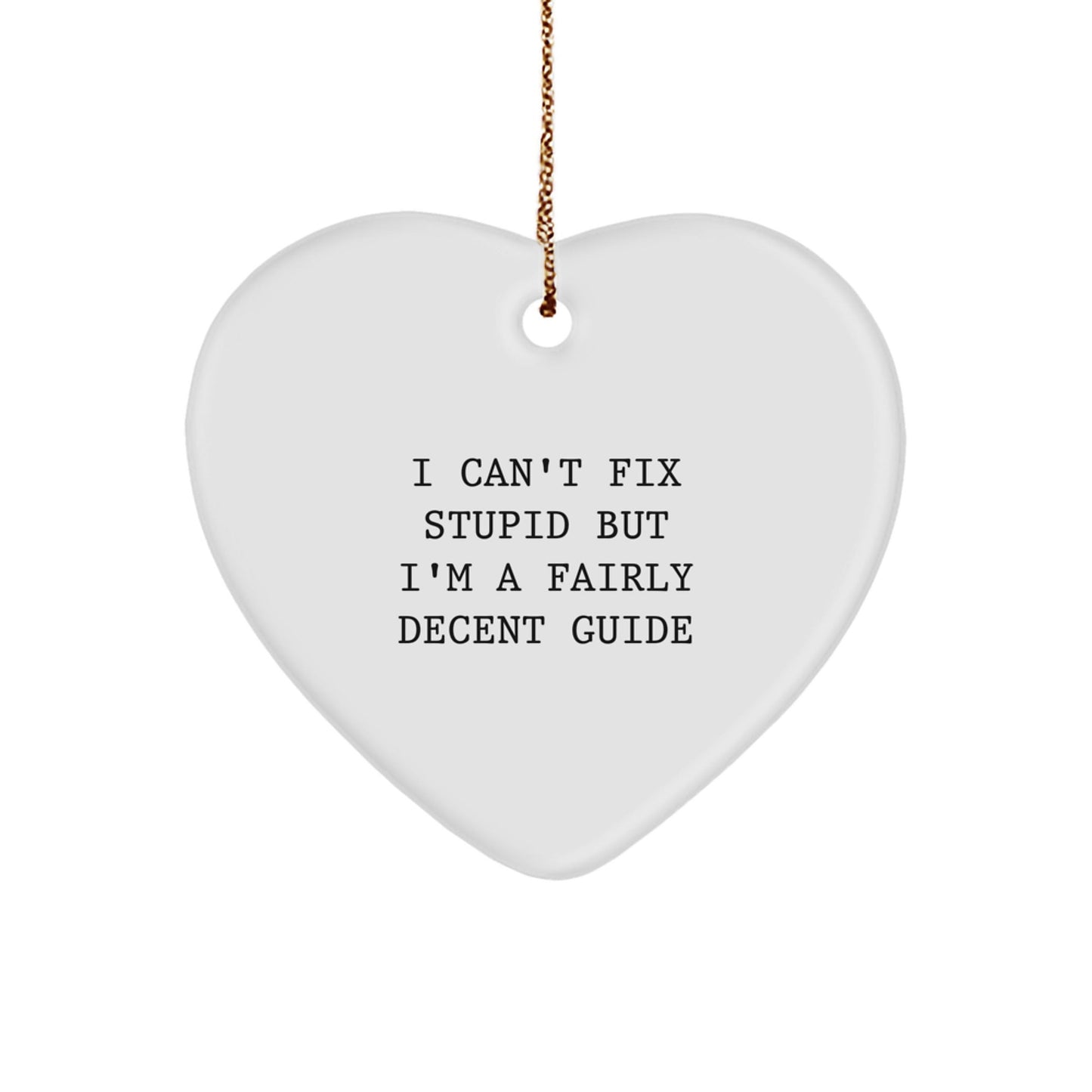 Funny Guide Gifts for Friends or Family - 'I Can't Fix Stupid' Heart Ornament, Christmas Unique Treasures - The Buy Boom