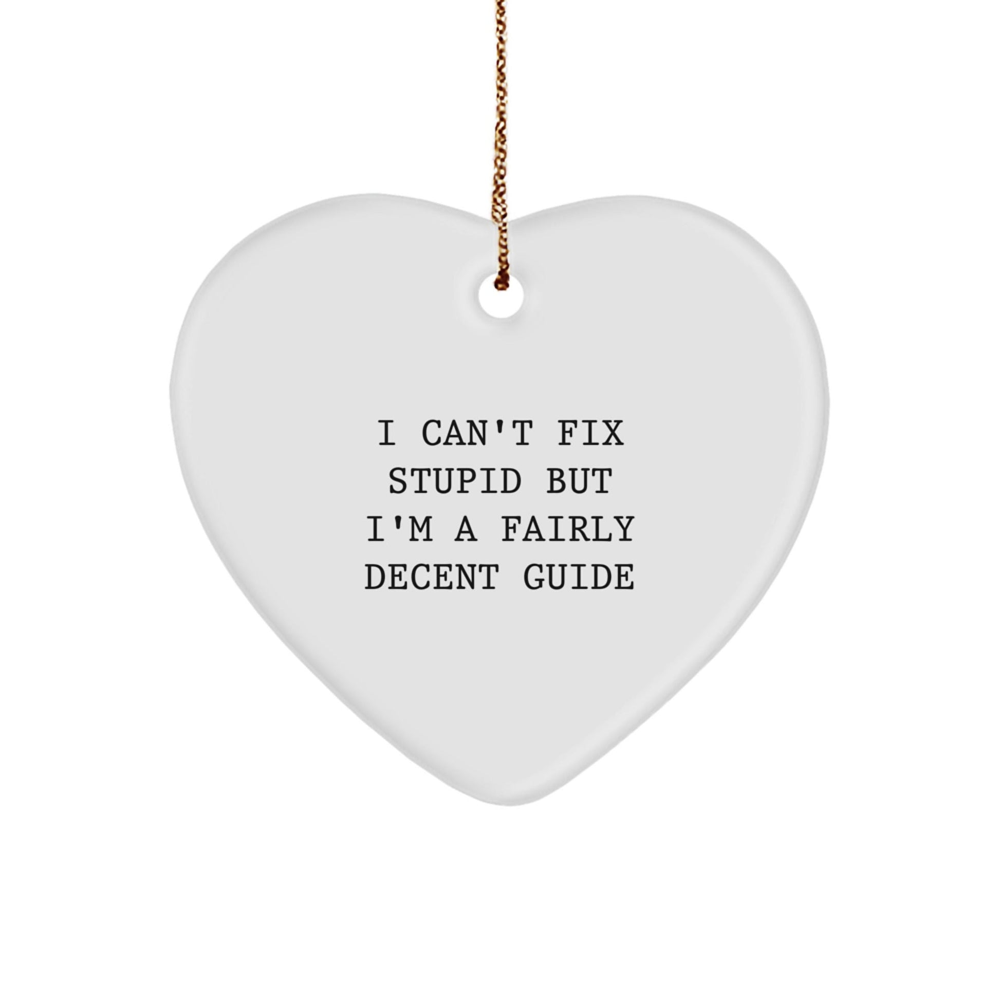 Funny Guide Gifts for Friends or Family - 'I Can't Fix Stupid' Heart Ornament, Christmas Unique Treasures - The Buy Boom