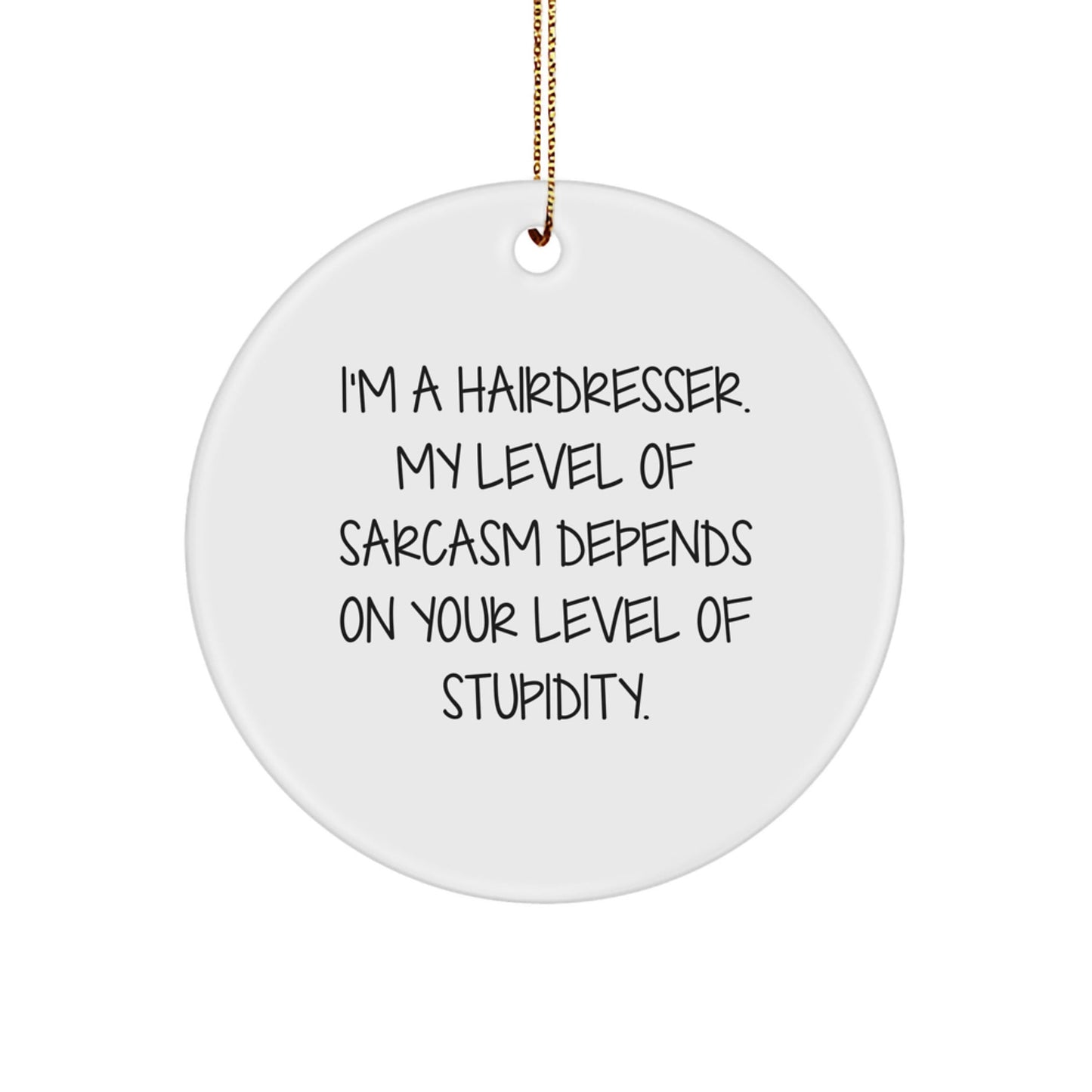 Funny Hairdresser Gifts for Hairdressers, Unique Circle Ornament with Sarcasm Level Quote, Gifts from Family to Hairdresser - The Buy Boom