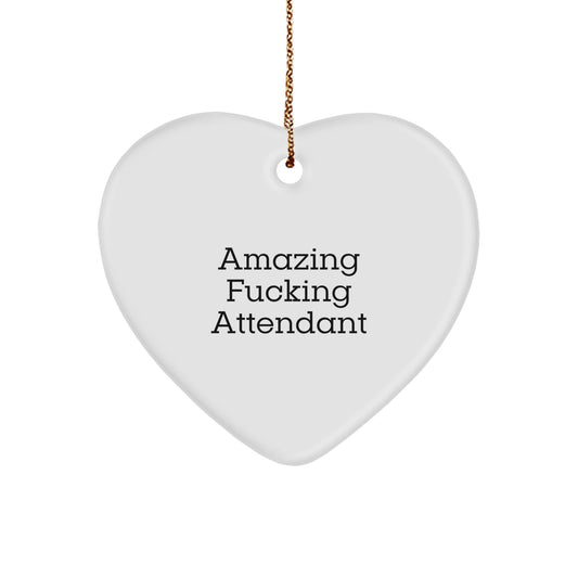 Funny Heart Ornament for Attendant Friends and Family Unique Gifts from Men Women Coworkers - Amazing 'F - king Attendant' Christmas Unique Gifts - The Buy Boom