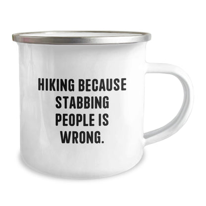Funny Hiking Gifts for Men, Women, Friends, or Family - Hiking Because Stabbing People Is Wrong., Camping Mug for Birthday, Gifts from Family, Gifts for Hiking Enthusiasts - The Buy Boom
