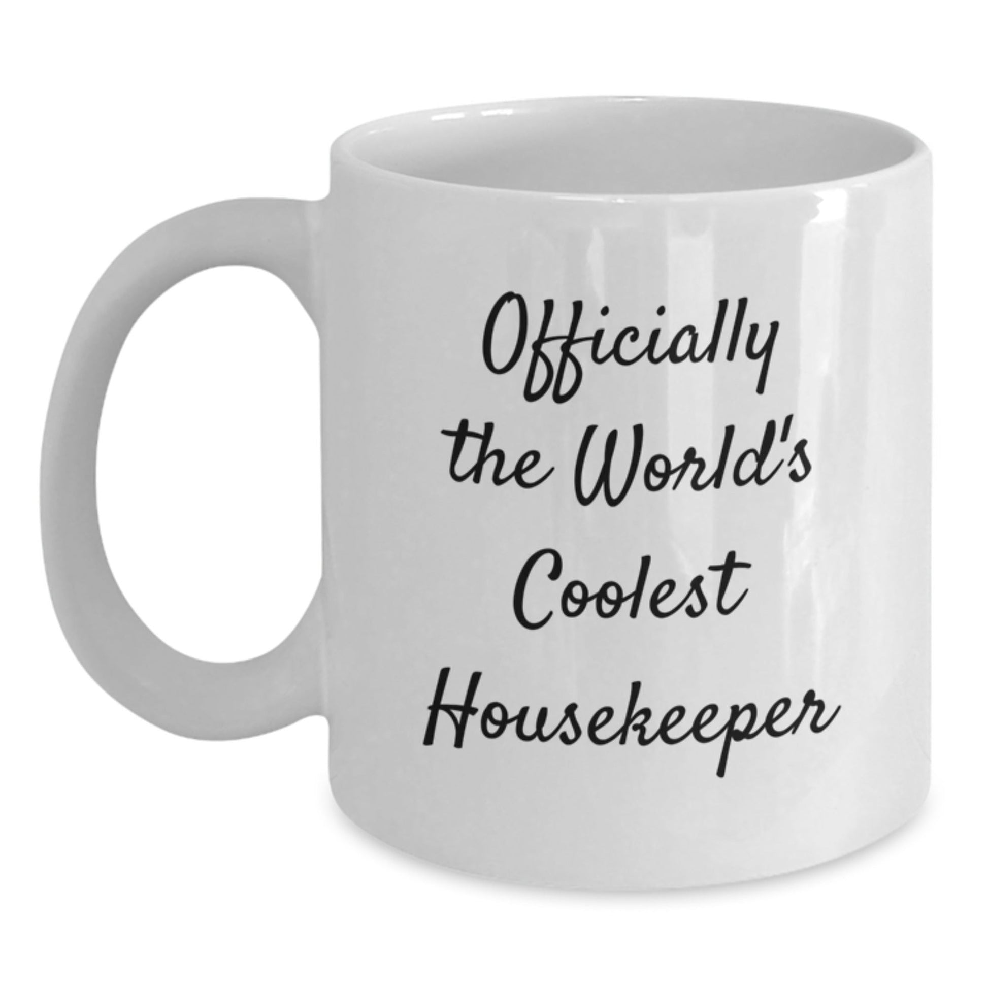 Funny Housekeeper Gifts for Women, Men, Friends, Coworkers, Family - 'Officially The World's Coolest Housekeeper' White Coffee Mug, Unique Graduation Gifts from Men, Women, Friends, Coworkers, Family - The Buy Boom