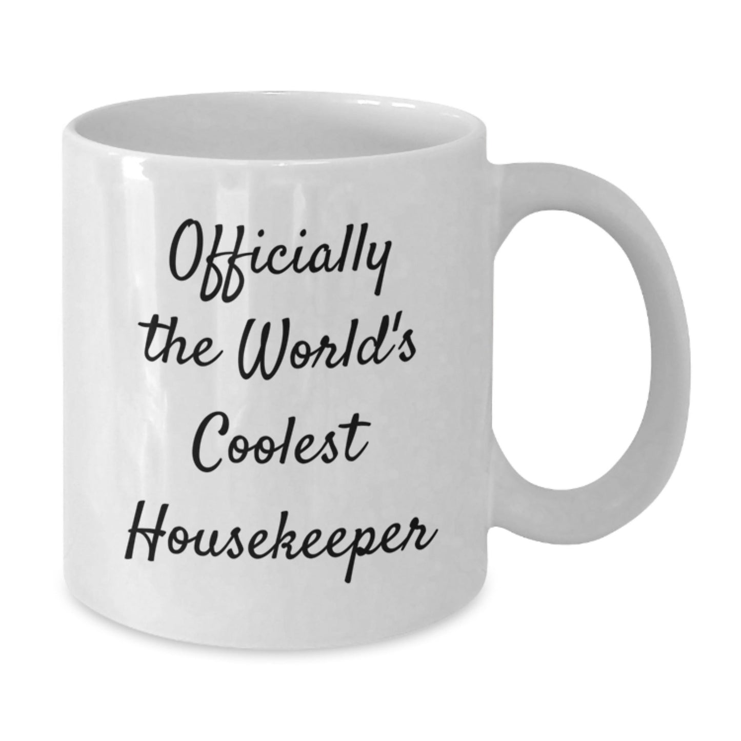 Funny Housekeeper Gifts for Women, Men, Friends, Coworkers, Family - 'Officially The World's Coolest Housekeeper' White Coffee Mug, Unique Graduation Gifts from Men, Women, Friends, Coworkers, Family - The Buy Boom