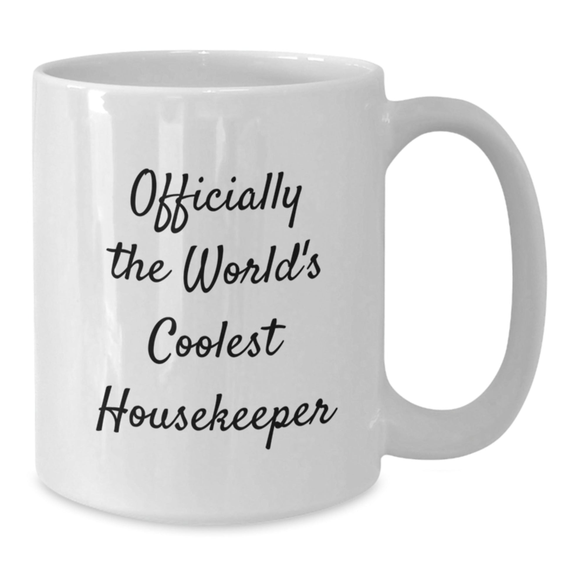 Funny Housekeeper Gifts for Women, Men, Friends, Coworkers, Family - 'Officially The World's Coolest Housekeeper' White Coffee Mug, Unique Graduation Gifts from Men, Women, Friends, Coworkers, Family - The Buy Boom