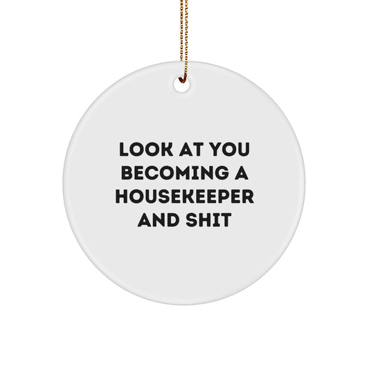 Funny Housekeeper Gifts from Friends and Family - Look At You Becoming A Housekeeper And Shit - Christmas Unique Ornaments for Housekeeper - The Buy Boom