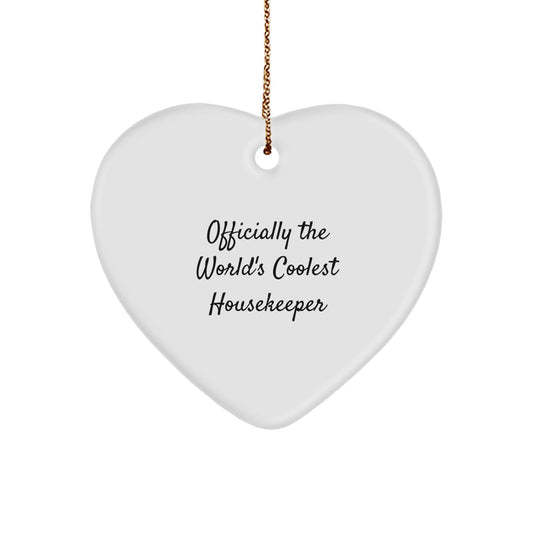 Funny Housekeeper Gifts from Friends - Heart Ornament Officially The World's Coolest Housekeeper for Christmas - The Buy Boom