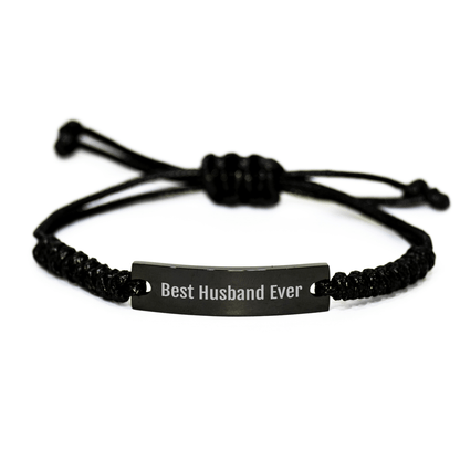 Funny Husband Gifts Best Husband Ever Rope Bracelet Adjustable Black Stainless Steel Graduation Unique Gifts from Men to Husband - The Buy Boom