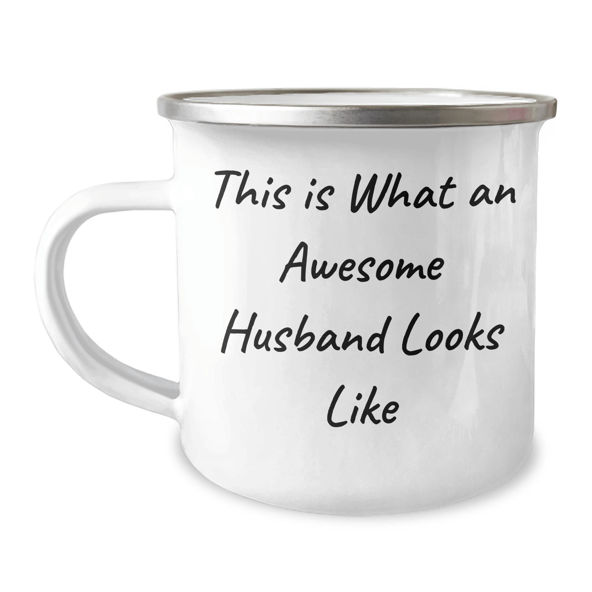 Funny Husband Gifts: 'This Is What An Awesome Husband Looks Like' Camping Mug, 12 oz Stainless Steel with Enamel Finish, Gifts from Men to Husband on Father's Day - The Buy Boom