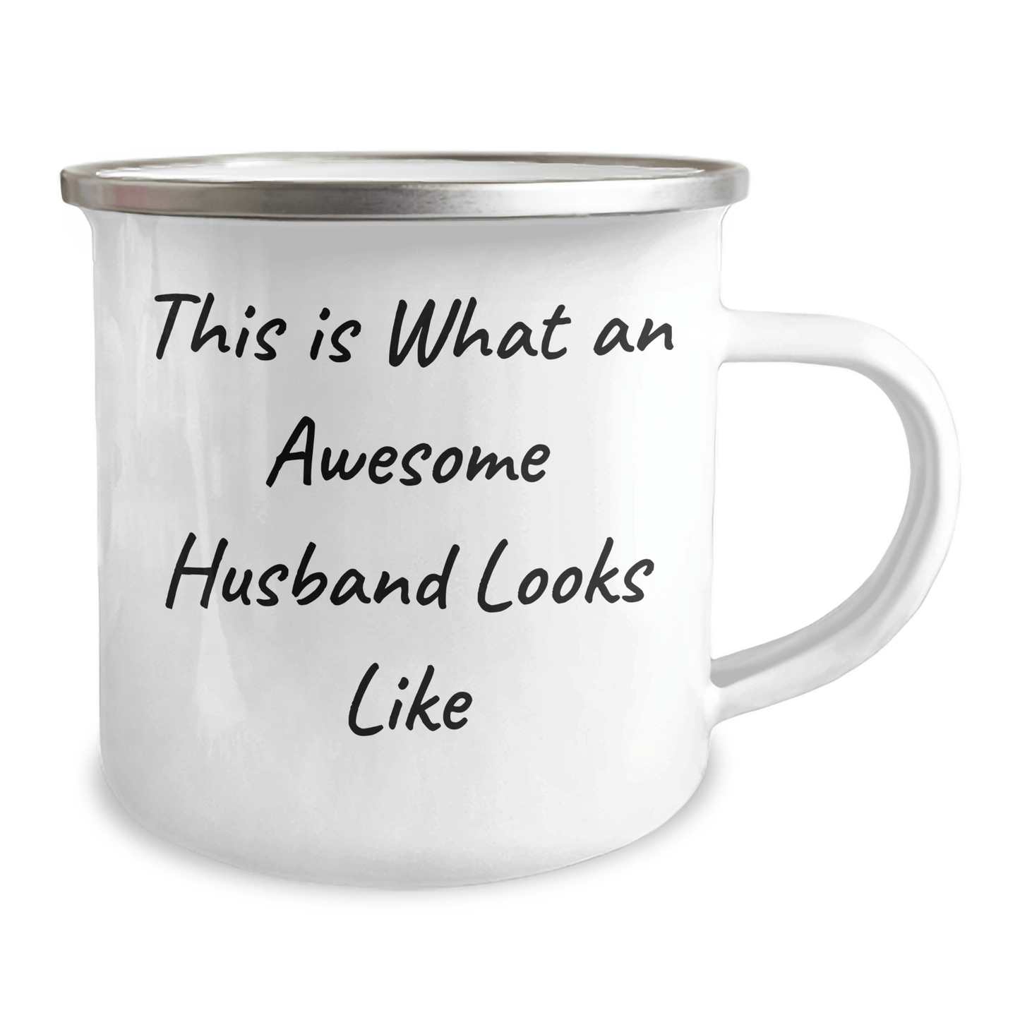 Funny Husband Gifts: 'This Is What An Awesome Husband Looks Like' Camping Mug, 12 oz Stainless Steel with Enamel Finish, Gifts from Men to Husband on Father's Day - The Buy Boom
