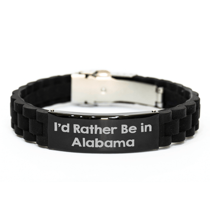 Funny 'I'd Rather Be In Alabama' Glide lock Clasp Bracelet Gifts for Men from Alabama, Unique Father's Day Unique Gifts - The Buy Boom