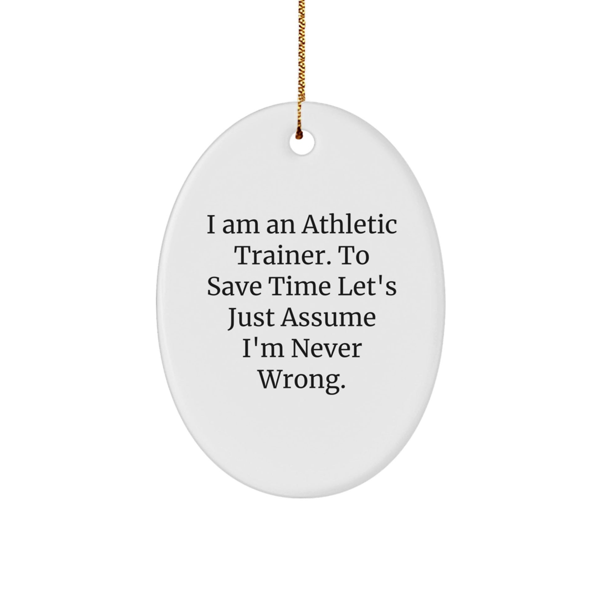 Funny 'I'm Never Wrong' Athletic Trainer Oval Ornament Gifts for Men, Christmas Unique Gifts from Friends, Coworkers, Family - The Buy Boom