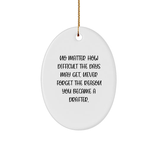 Funny Inspirational Christmas Unique Gifts for Drafters from Friends - Oval Ornament with Quote - Unique Drafter Present - The Buy Boom