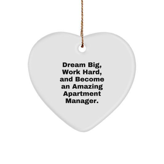 Funny Inspirational Gifts for Apartment Manager Friends or Coworkers - Heart Ornament with Dream Big Quote, Christmas Unique Gifts from Men or Women - The Buy Boom