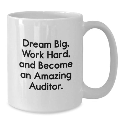 Funny Inspirational Gifts for Auditors from Friends and Family at Christmas - White Ceramic Coffee Mug with Dream Big Quote - The Buy Boom