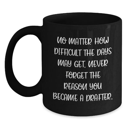 Funny Inspirational Gifts for Drafter - Drafter Black Coffee Mug, Christmas Unique Presents from Friends to Friends, Drafter Men Women Family - The Buy Boom