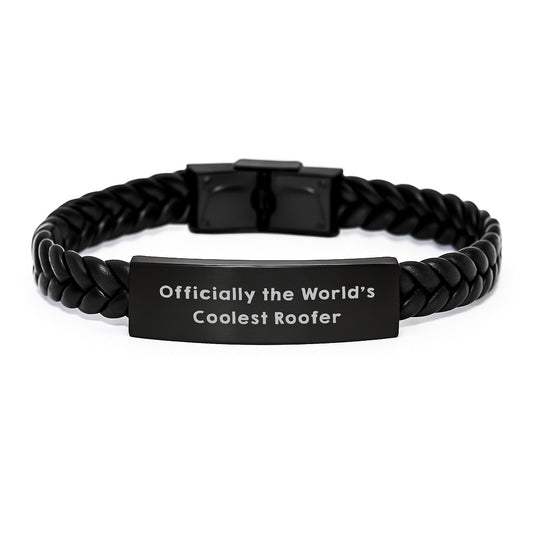 Funny Inspirational Gifts for the World's Coolest Roofer, Men's Interlaced Leather Bracelet with Stainless Steel and PU Leather, Christmas Unique Gifts from Family to Friends - The Buy Boom
