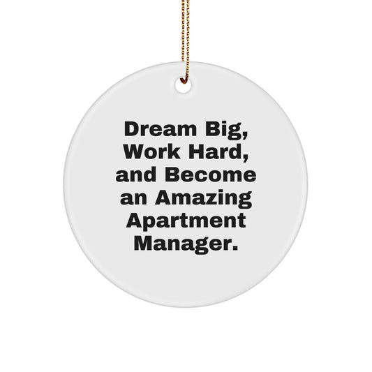 Funny Inspirational Gifts from Men to Apartment Manager Christmas Unique Ornaments with Dream Big Quote, Circle Shaped, White Color - The Buy Boom