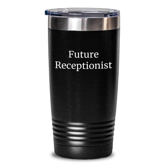 Funny Inspirational Gifts from Men, Women, Coworkers to Receptionist Friends and Family for Christmas Unique Presents Tumbler with Quote 'Future Receptionist' - The Buy Boom