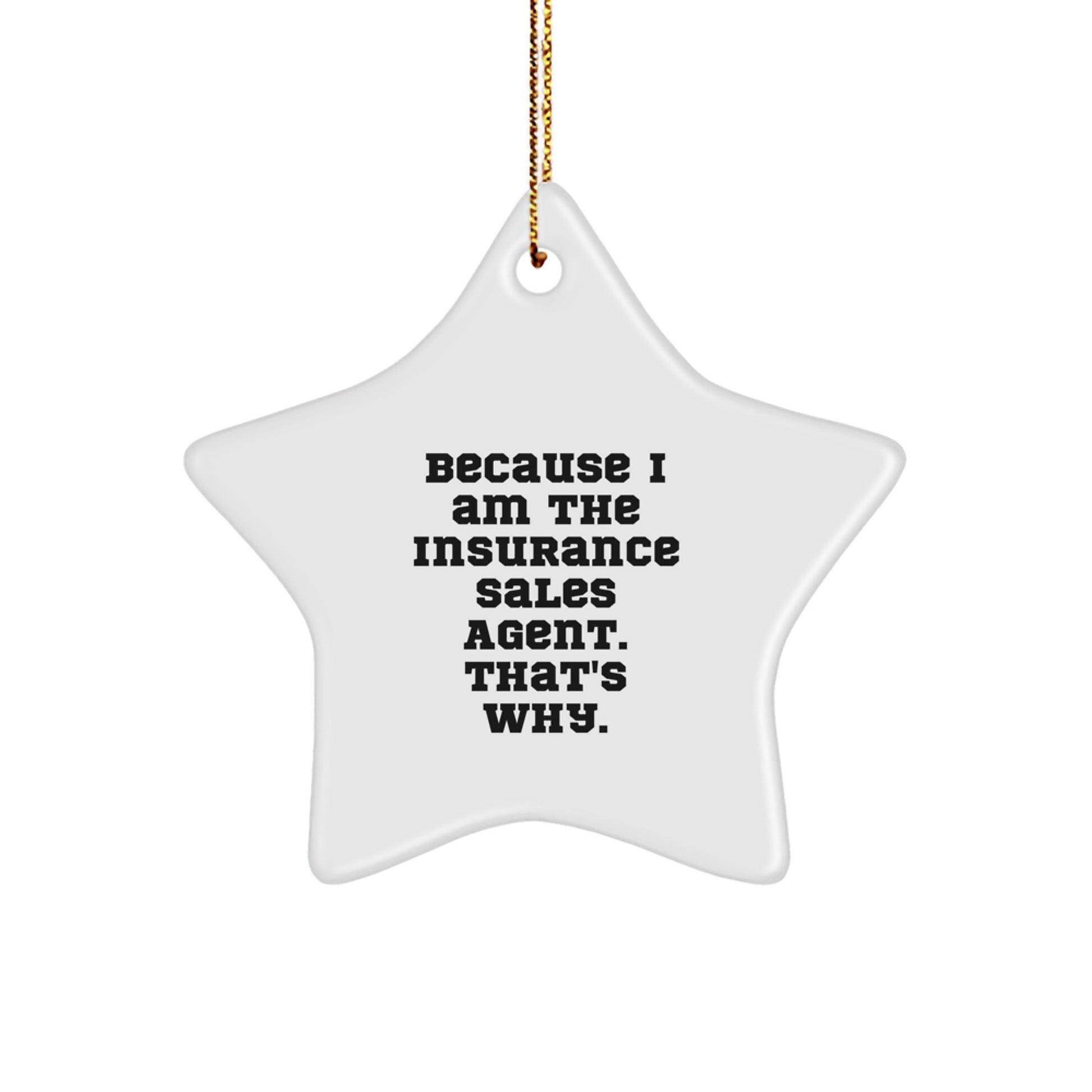 Funny Insurance Sales Agent Gifts for Men Women Star Ornament Because 'I Am The Insurance Sales Agent. That's Why.' - The Buy Boom