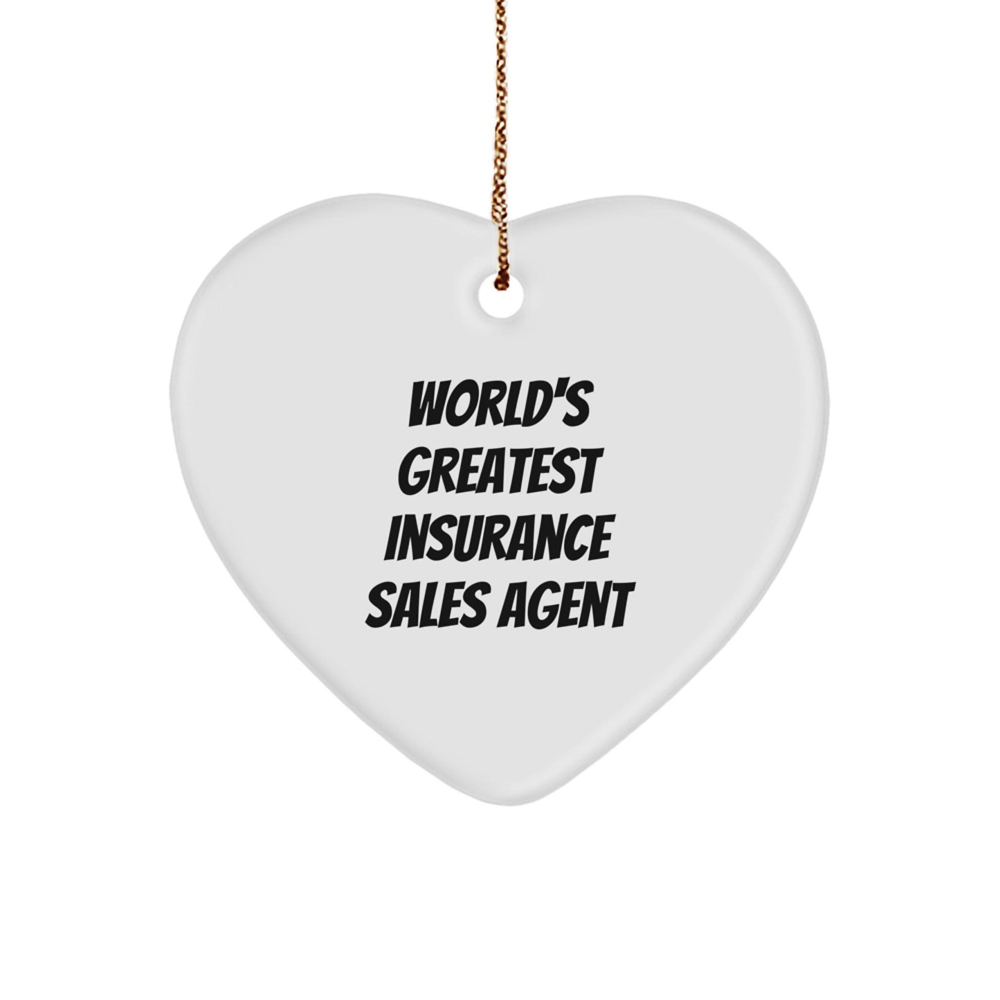 Funny Insurance Sales Agent Gifts from Friends - 'World's Greatest' Heart Ornament for Insurance Sales Agent, Christmas Unique Gifts - The Buy Boom