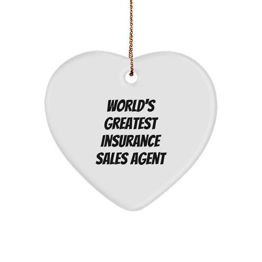 Funny Insurance Sales Agent Gifts from Friends - 'World's Greatest' Heart Ornament for Insurance Sales Agent, Christmas Unique Gifts - The Buy Boom