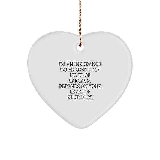 Funny Insurance Sales Agent Gifts from Men, Christmas Unique Gifts for Insurance Sales Agents, Heart Ornament with Sarcasm Quote - The Buy Boom