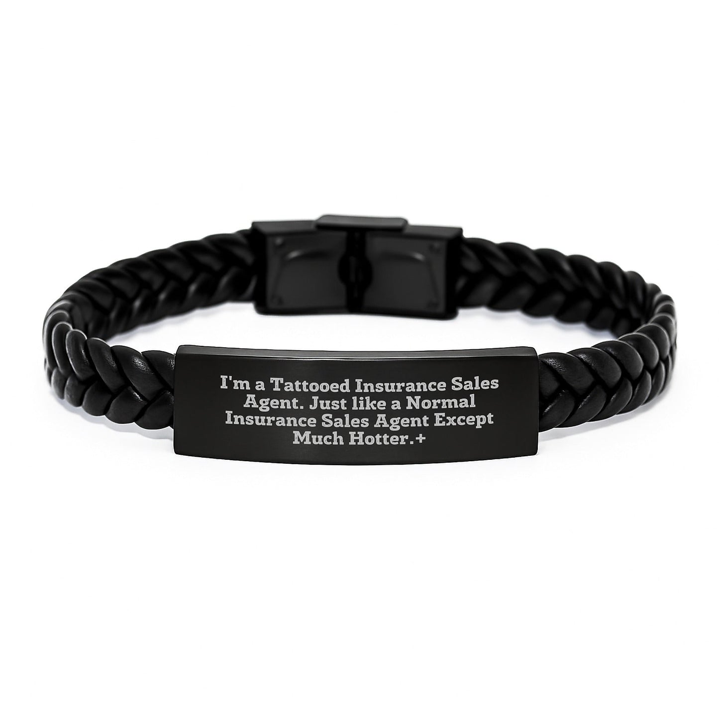 Funny Insurance Sales Agent Gifts - 'I'm A Tattooed Insurance Sales Agent...' Interlaced Leather Bracelet for Graduation, Gifts from Coworkers to Men, Women, Friends, Family - The Buy Boom