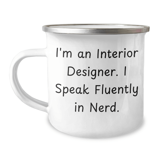 Funny Interior Designer Gifts for Men from Coworkers, Unique Camping Mug for Graduation, 'I'm An Interior Designer. I Speak Fluently In genius.' Quote - The Buy Boom