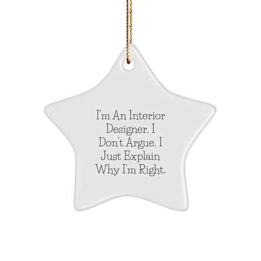 Funny Interior Designer Gifts from Friends for Christmas Star Ornament, Interior Designer Star Decoration for Home, Inspirational Quote Gift for Men Women Coworkers Family - The Buy Boom