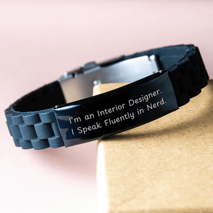 Funny Interior Designer Gifts, I'm An Interior Designer. I Speak Fluently In genius., Glide lock Clasp Bracelet for Graduation, Gifts from Friends to Interior Designer - The Buy Boom