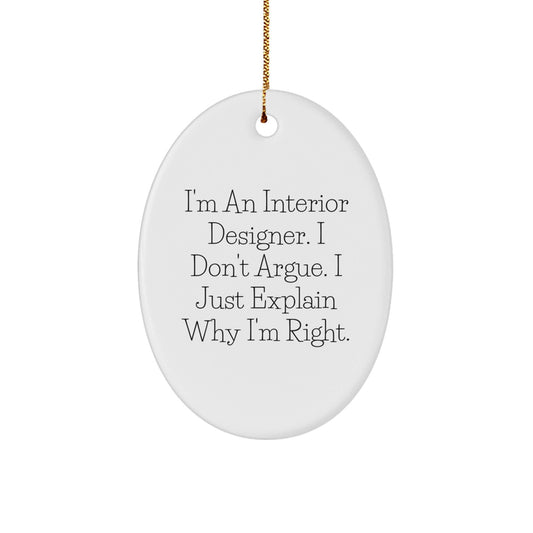 Funny Interior Designer Oval Ornament Gifts from Friends and Family for Christmas Unique Presents - The Buy Boom