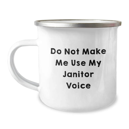 Funny Janitor Gifts for Men from Friends - Do Not Make Me Use My Janitor Voice Camping Mug Christmas Unique Presents - The Buy Boom