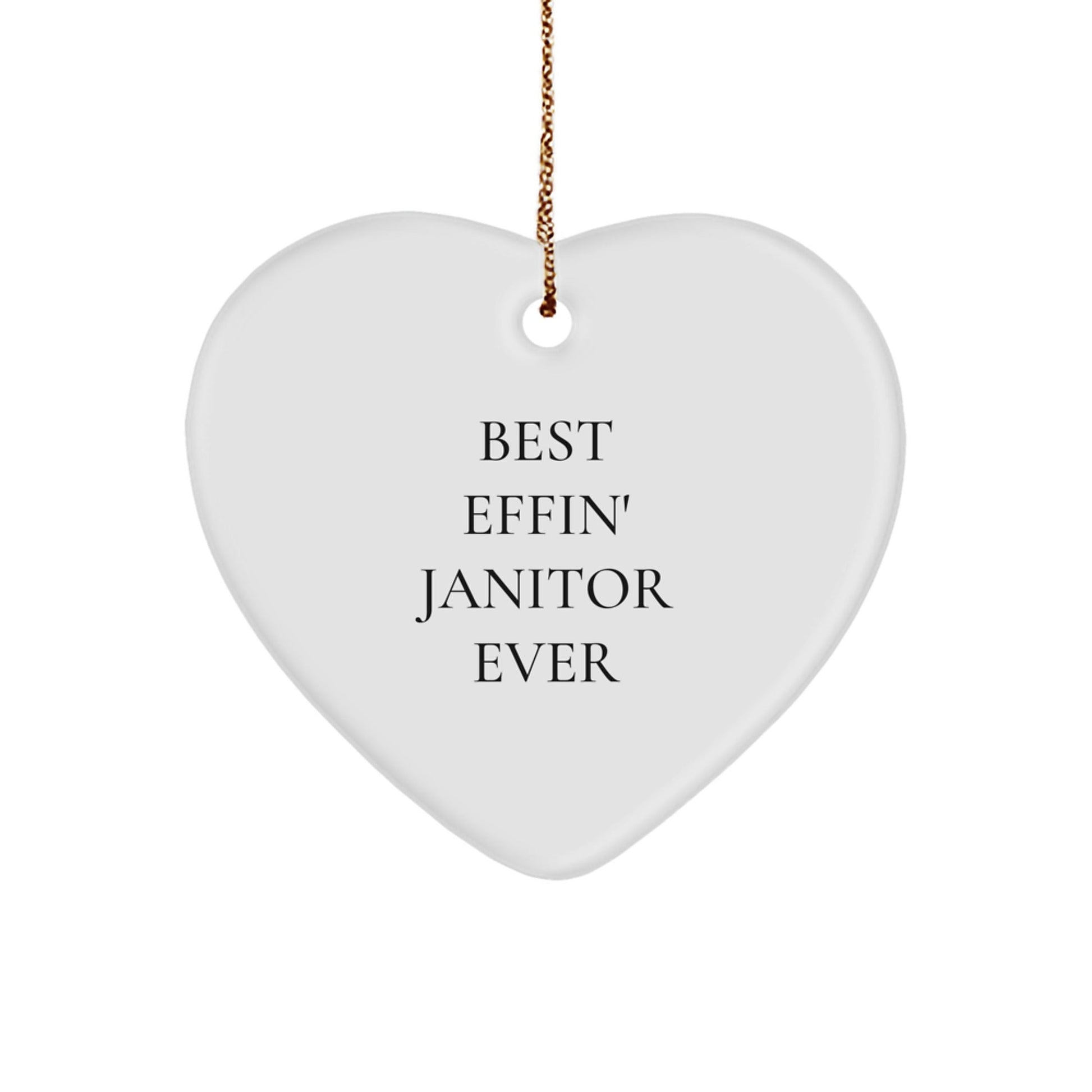 Funny Janitor Gifts for Men, Women, Coworkers - Heart Ornament, Best Effin' Janitor Ever Christmas Unique - The Buy Boom