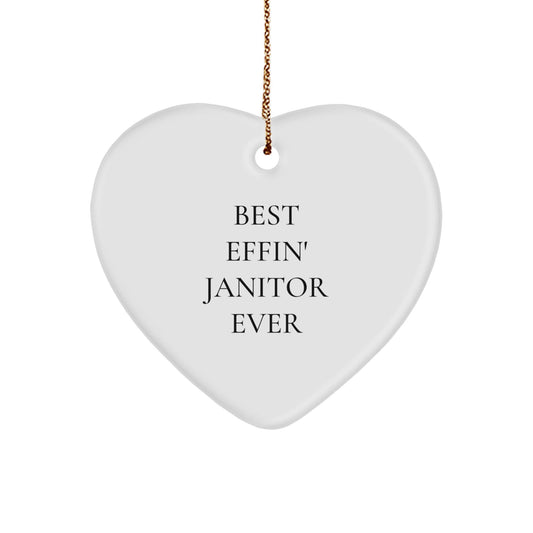 Funny Janitor Gifts for Men, Women, Coworkers - Heart Ornament, Best Effin' Janitor Ever Christmas Unique - The Buy Boom