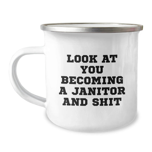 Funny Janitor Gifts from Family, Unique Christmas Unique Gifts for Janitor, Camping Mug with Janitor Quote - The Buy Boom