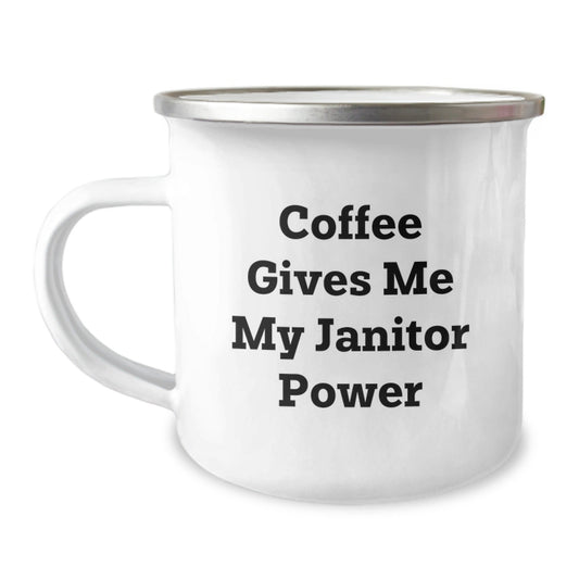 Funny Janitor Gifts from Friends, Birthday Unique Mugs for Janitor, Camping Mug Coffee Lovers Quote - The Buy Boom