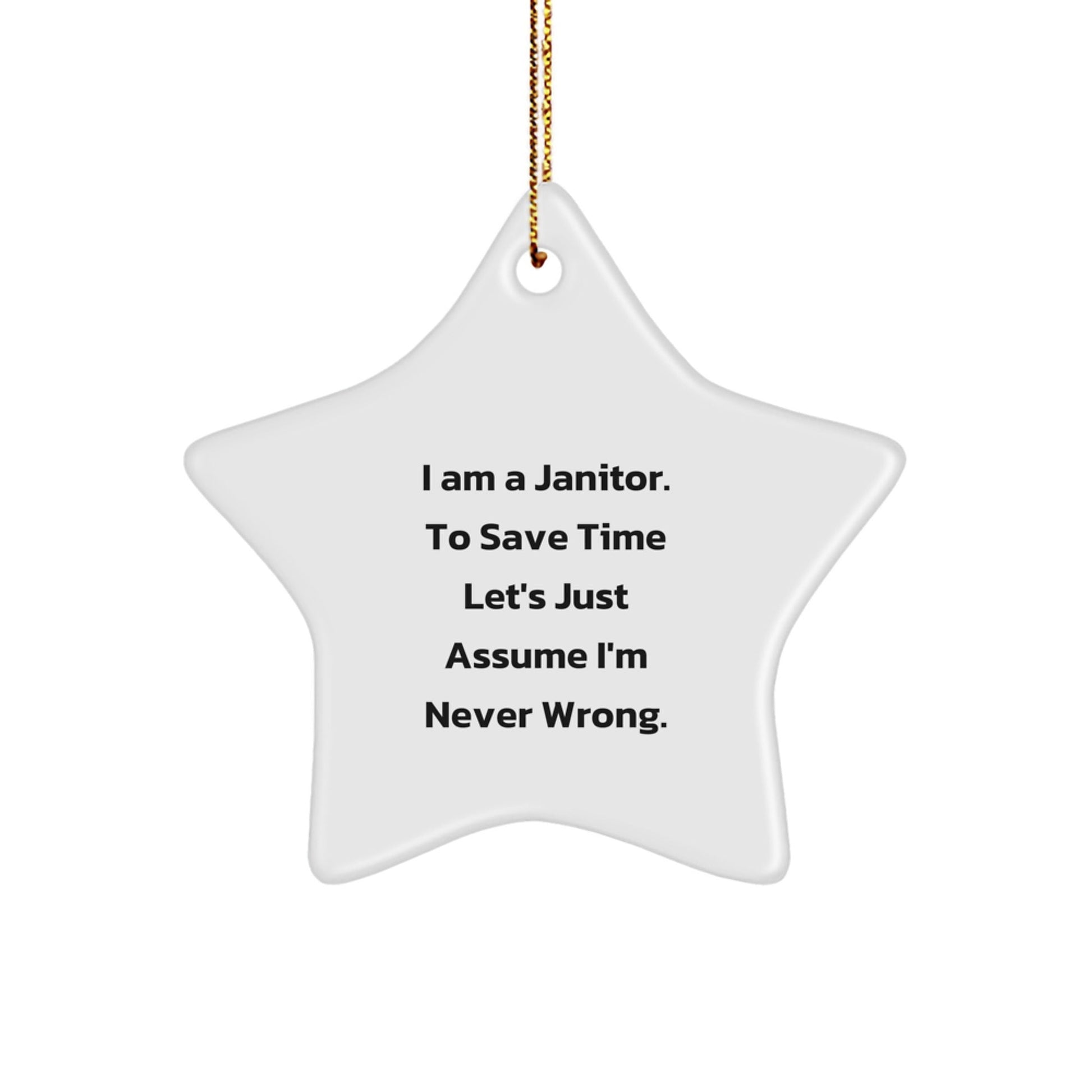 Funny Janitor Gifts, Star Ornament, I Am A Janitor To Save Time Let's Just Assume I'm Never Wrong, Gifts from Family to Janitor - The Buy Boom