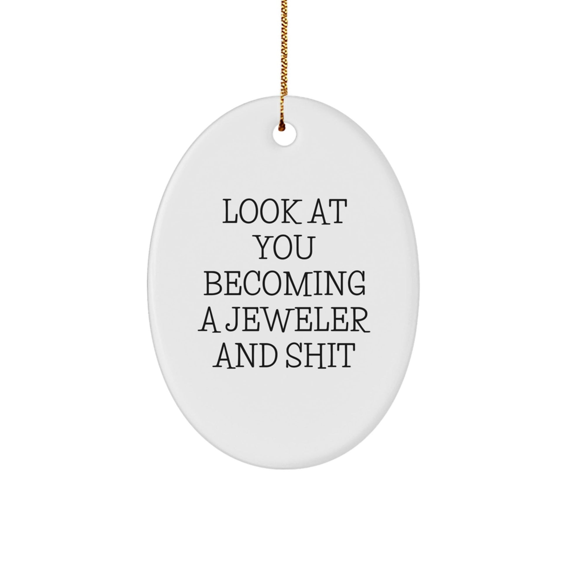 Funny Jeweler Oval Ornament Gifts from Friends for Family Members - 'Look At You Becoming A Jeweler' Christmas Unique Gifts - The Buy Boom