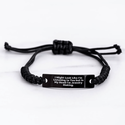 Funny Jewelry Making Quotes Rope Bracelet, Adjustable Black Rope Gift from Jewelry Makers to Makers for Father's Day - The Buy Boom