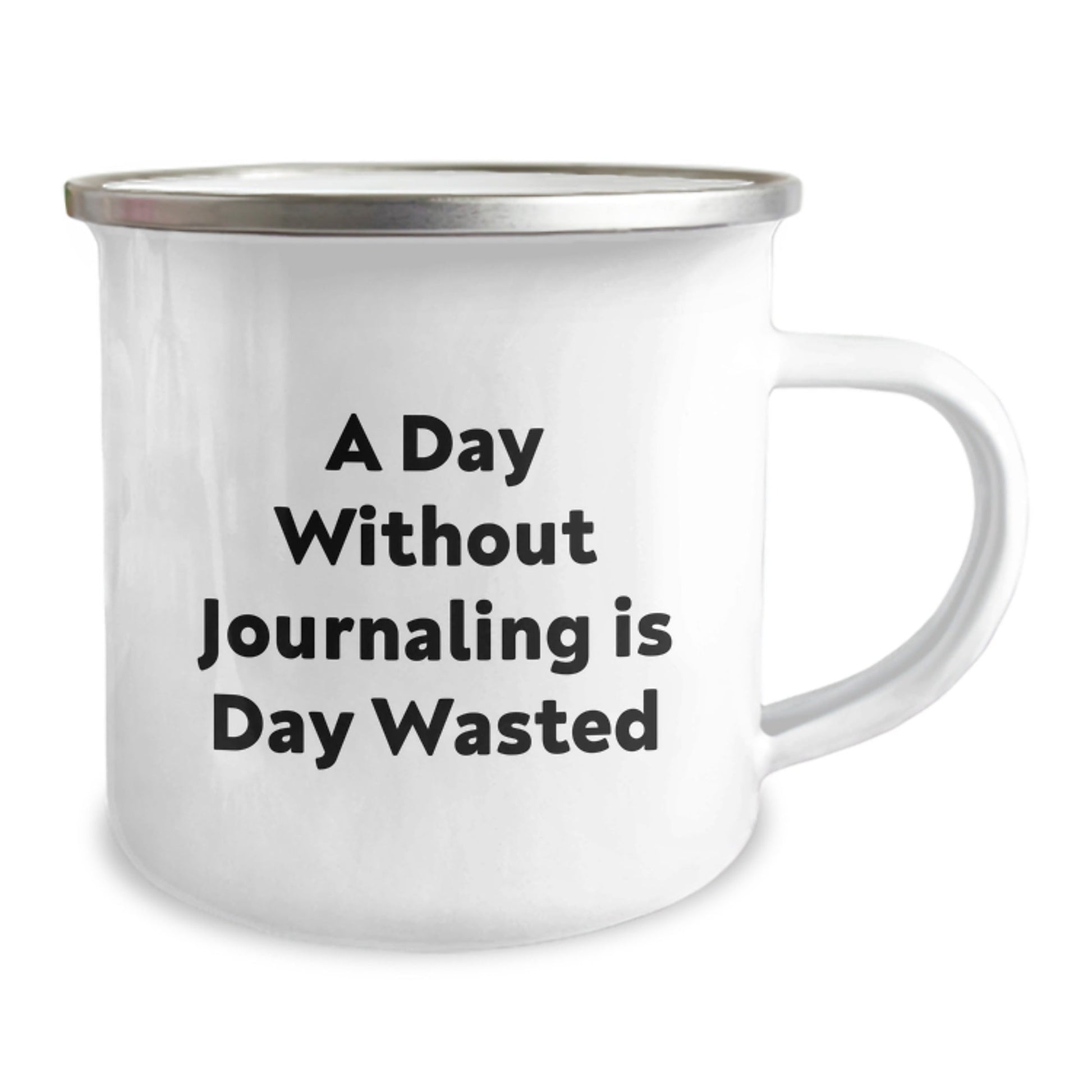 Funny Journaling Gifts for Birthday from Friends, A Day Without Journaling Is Day Wasted, Camping Mug for Men or Women - The Buy Boom