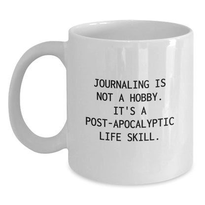 Funny Journaling Gifts for Writers - 'Journaling Is Not A Hobby' White Coffee Mug for Christmas Unique Gifts from Friends - The Buy Boom