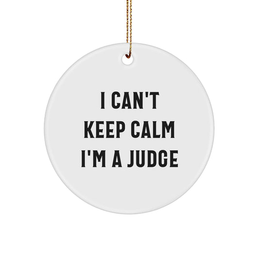 Funny Judge Gifts for Men Funny I Can't Keep Calm I'm A Judge Christmas Circle Ornament - The Buy Boom