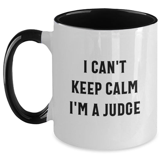 Funny Judge Gifts for Men - I Can't Keep Calm I'm A Judge Two Tone Coffee Mug, Black and White, Christmas Unique Gifts from Friends - The Buy Boom