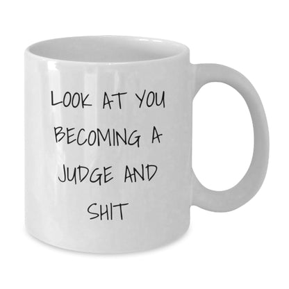 Funny Judge Gifts from Friends, White Coffee Mug for Christmas Unique Finds, Look At You Becoming a Judge and Shit - The Buy Boom