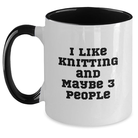 Funny Knitting Enthusiast Gifts from Friends, Unique Two Tone Coffee Mug for Women, Christmas Unique Gifts for Knitting Lovers - The Buy Boom