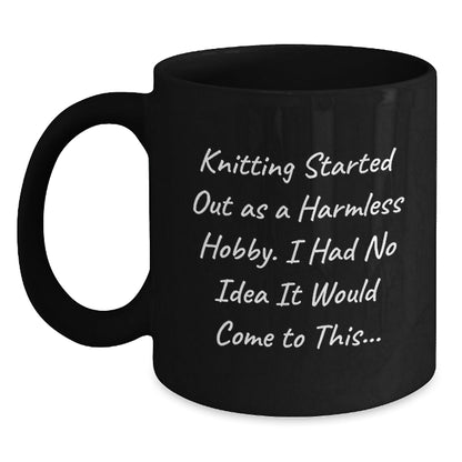 Funny Knitting Gifts for Friends, Black Coffee Mug, Merry Christmas Unique Presents - The Buy Boom