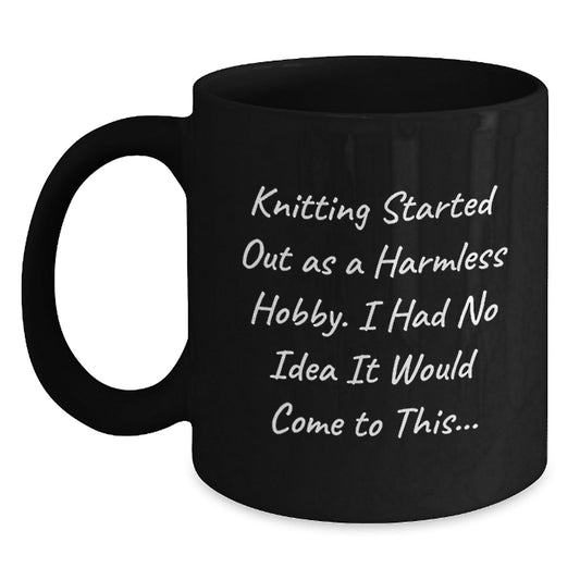 Funny Knitting Gifts for Friends, Black Coffee Mug, Merry Christmas Unique Presents - The Buy Boom
