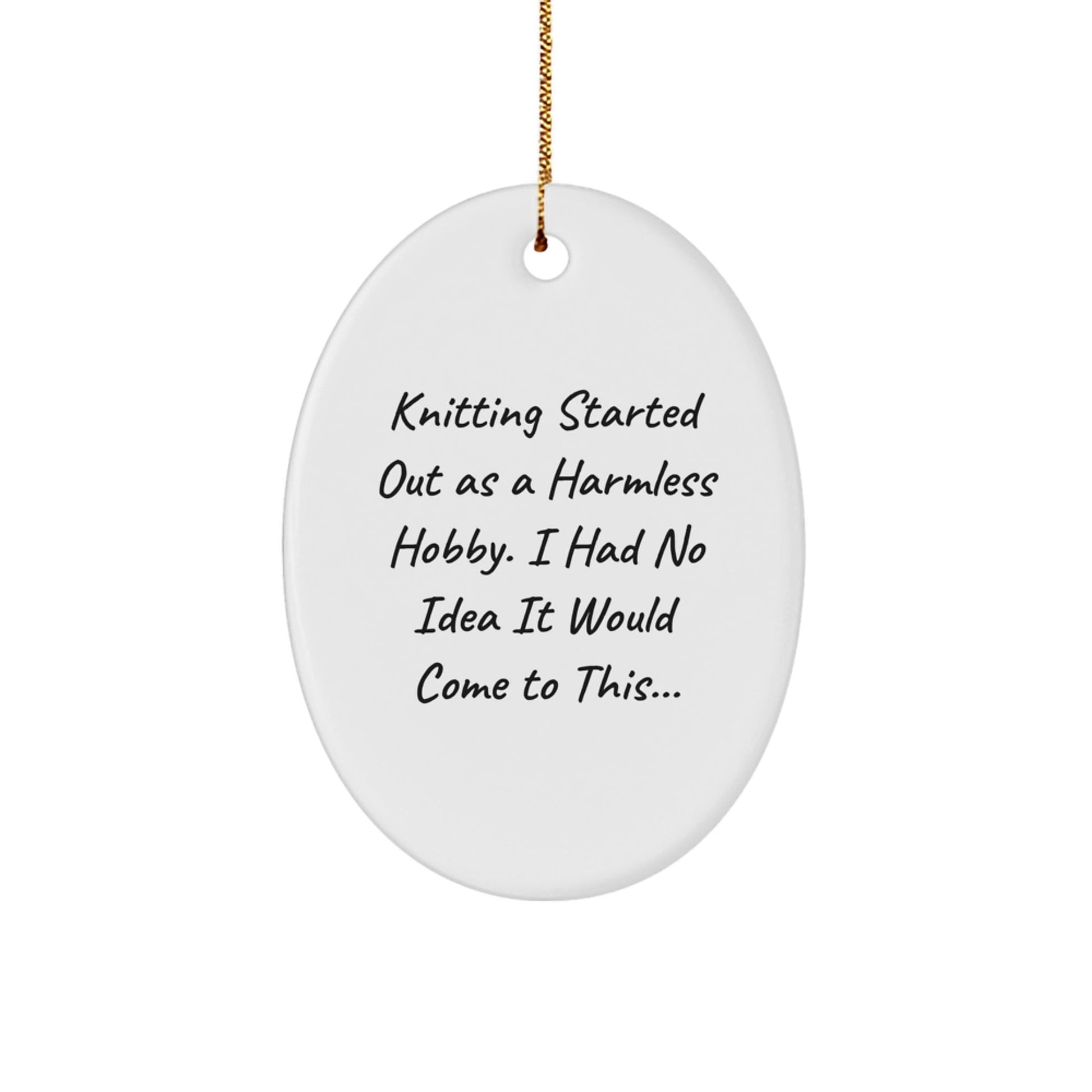 Funny Knitting Gifts for Friends Family - Oval Ornament Knitting Lover Quotes - Oval Shaped White Christmas Unique Gifts from Men Women - The Buy Boom