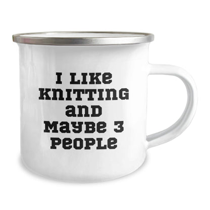 Funny Knitting Lover Gifts from Men to Women - 'I Like Knitting And Maybe 3 People' Christmas Unique Mugs for Camping Outdoor Enthusiasts - The Buy Boom
